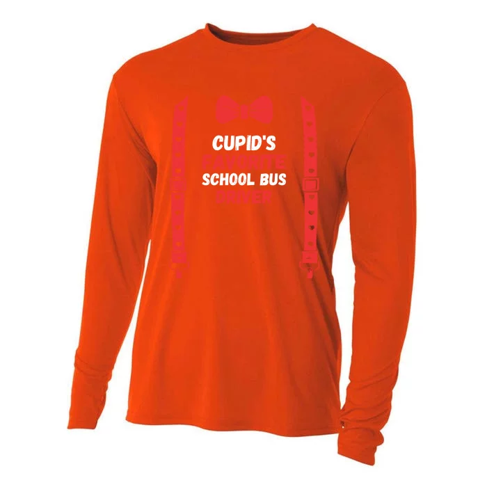 Valentines Day Custome Cupid's Favorite School Bus Driver Fo Gift Cooling Performance Long Sleeve Crew