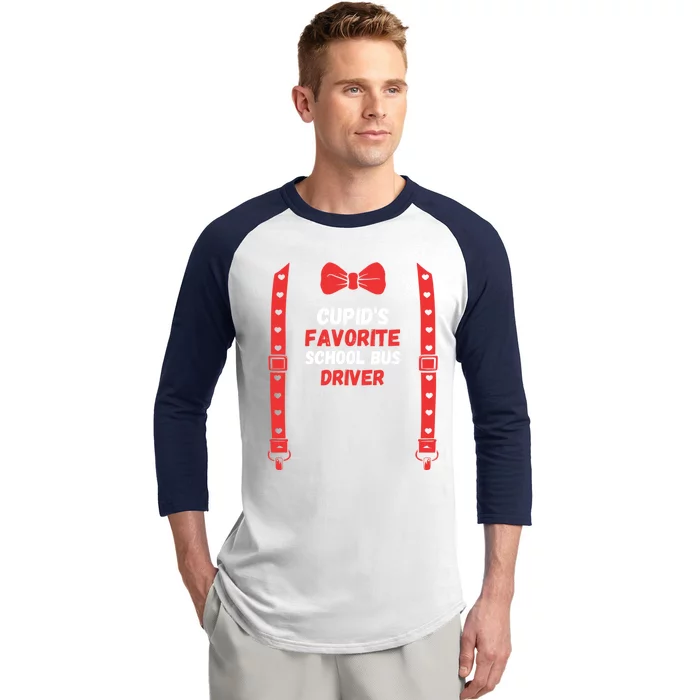 Valentines Day Custome Cupid's Favorite School Bus Driver Fo Gift Baseball Sleeve Shirt