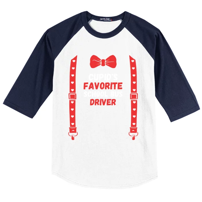 Valentines Day Custome Cupid's Favorite School Bus Driver Fo Gift Baseball Sleeve Shirt