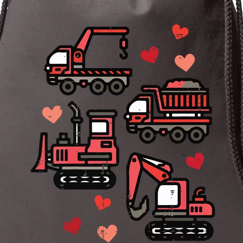 Valentines Day Construction Trucks Funny Drawstring Bag