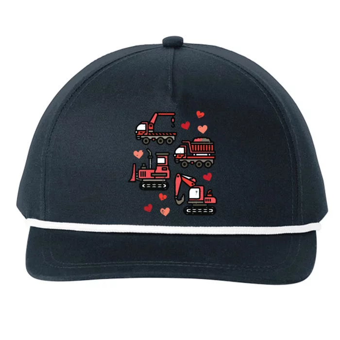 Valentines Day Construction Trucks Funny Snapback Five-Panel Rope Hat