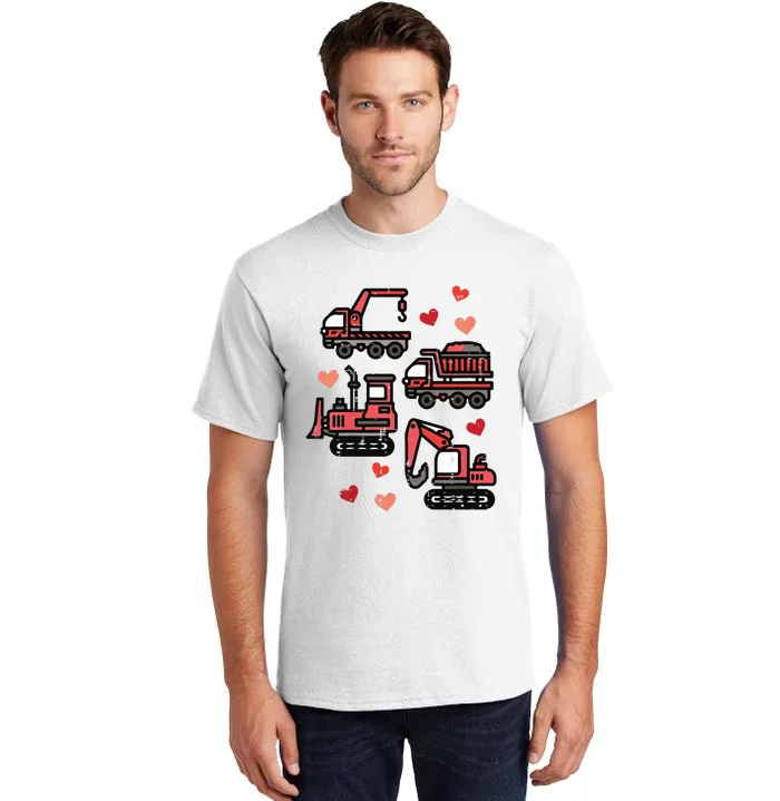 Valentines Day Construction Trucks Funny Tall T-Shirt