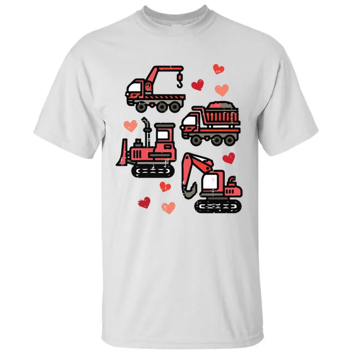 Valentines Day Construction Trucks Funny Tall T-Shirt