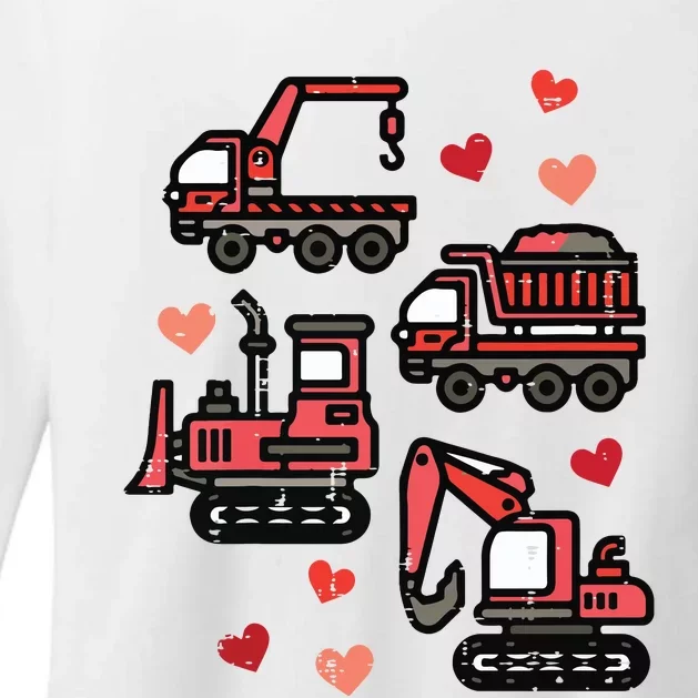 Valentines Day Construction Trucks Funny Womens CVC Long Sleeve Shirt