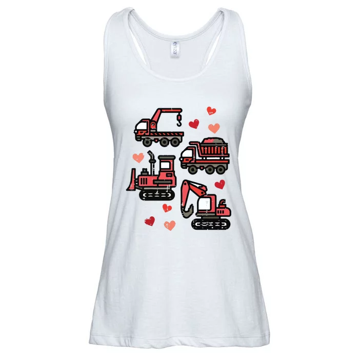 Valentines Day Construction Trucks Funny Ladies Essential Flowy Tank