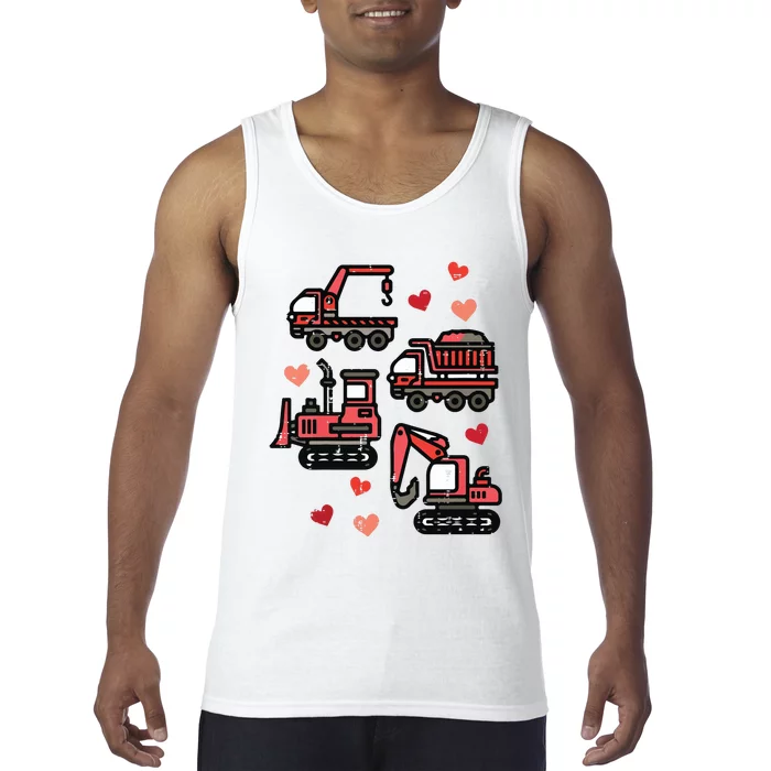 Valentines Day Construction Trucks Funny Tank Top