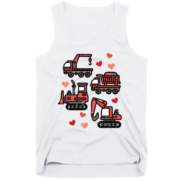 Valentines Day Construction Trucks Funny Tank Top