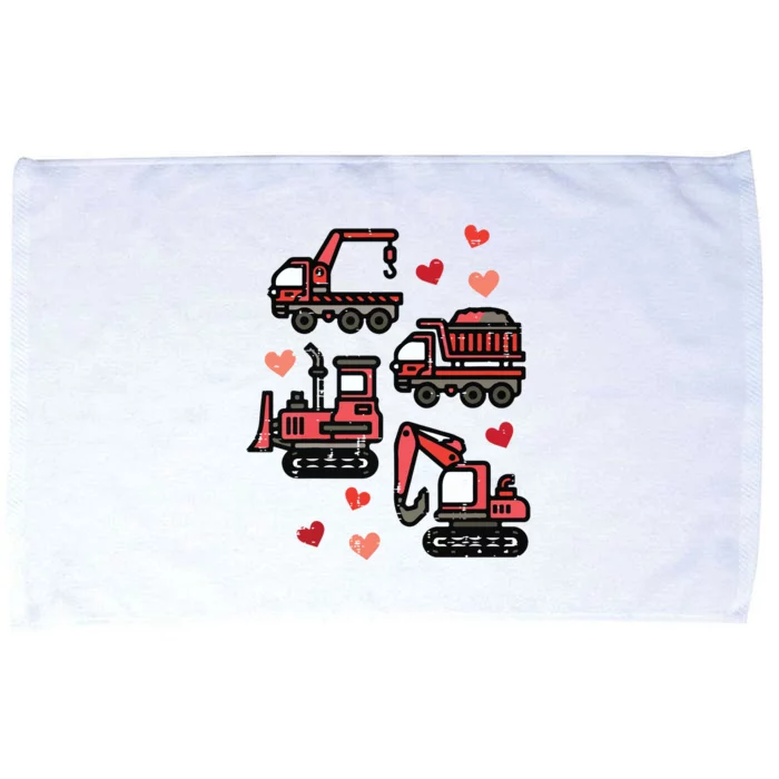 Valentines Day Construction Trucks Funny Microfiber Hand Towel