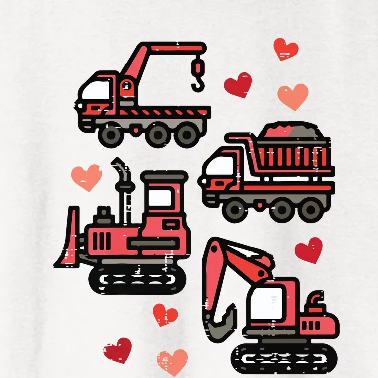 Valentines Day Construction Trucks Funny Women's Crop Top Tee