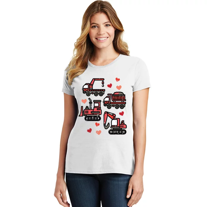 Valentines Day Construction Trucks Funny Women's T-Shirt