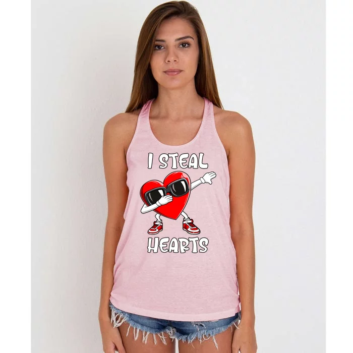 Valentines Day Cool Gift Love Dabbing Heart Great Gift Women's Knotted Racerback Tank