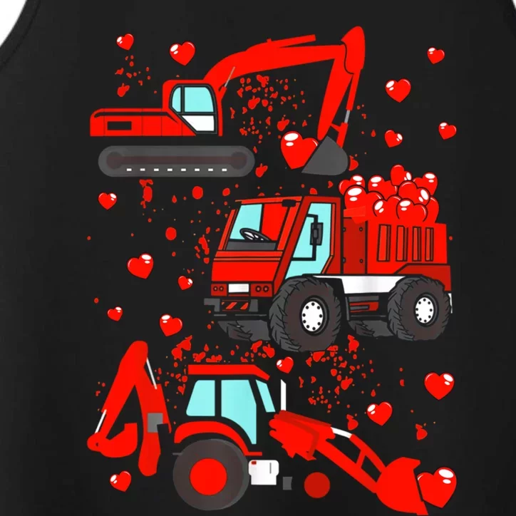 Valentine's Day Construction Truck Vehicle Red Hearts Gift Performance Tank