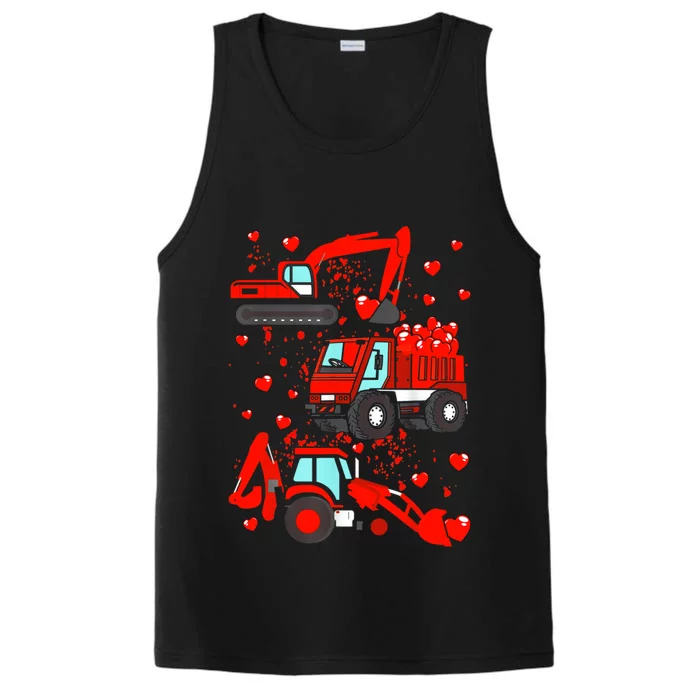 Valentine's Day Construction Truck Vehicle Red Hearts Gift Performance Tank