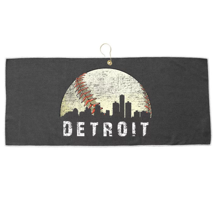 Vintage Detroit Cityscape Baseball Lover Men Women Kids Large Microfiber Waffle Golf Towel