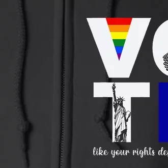 Vote Dissent Collar Statue Of Liberty Pride Flag Equality Full Zip Hoodie