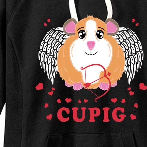 Valentine's Day Cupig Gift Cute Guinea Pig Lover Cupid Pun Gift Women's Fleece Hoodie