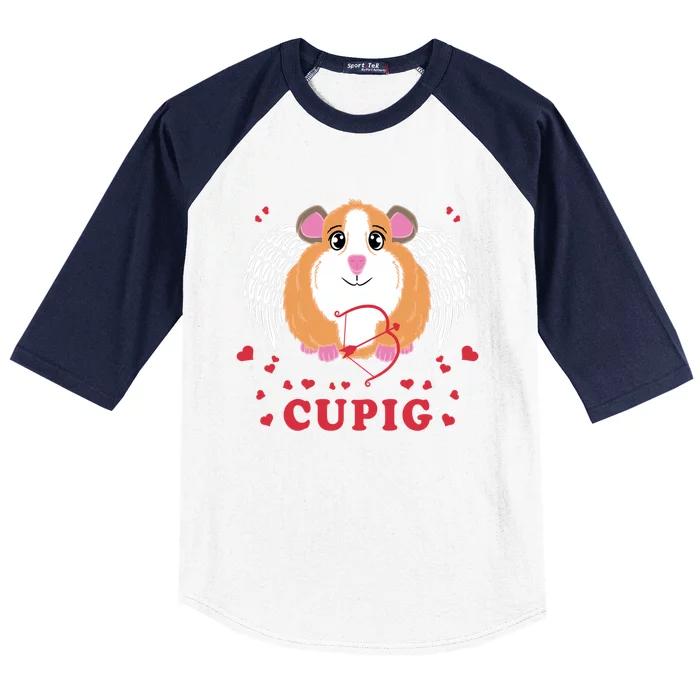 Valentine's Day Cupig Gift Cute Guinea Pig Lover Cupid Pun Gift Baseball Sleeve Shirt