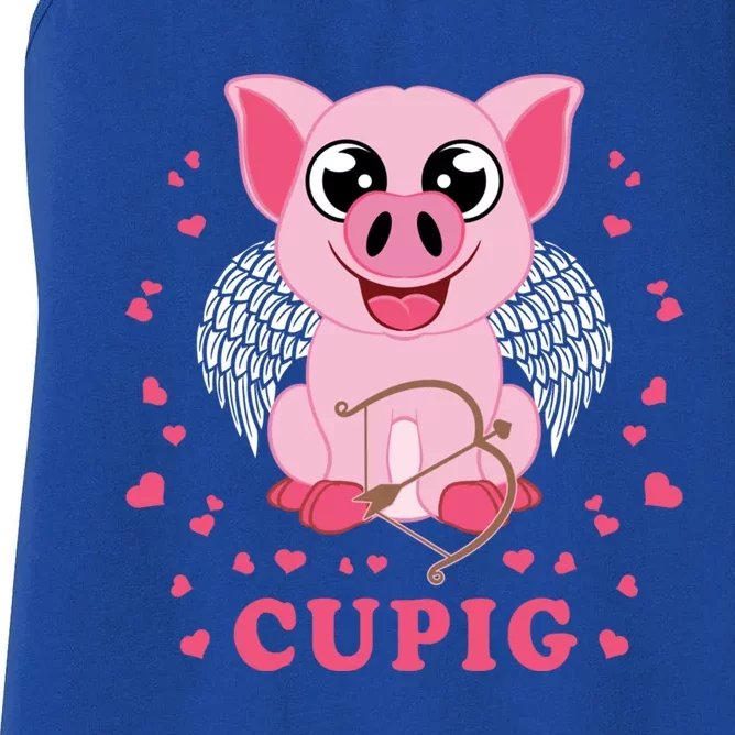 Valentine's Day Cupig Gift Cute Pig Lover Cupid Pun Gift Women's Racerback Tank