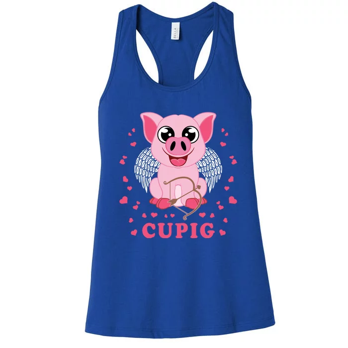 Valentine's Day Cupig Gift Cute Pig Lover Cupid Pun Gift Women's Racerback Tank