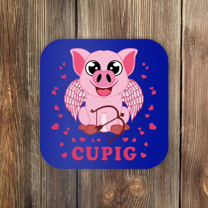 Valentine's Day Cupig Funny Gift Cute Pig Lover Cupid Pun Great Gift Coaster