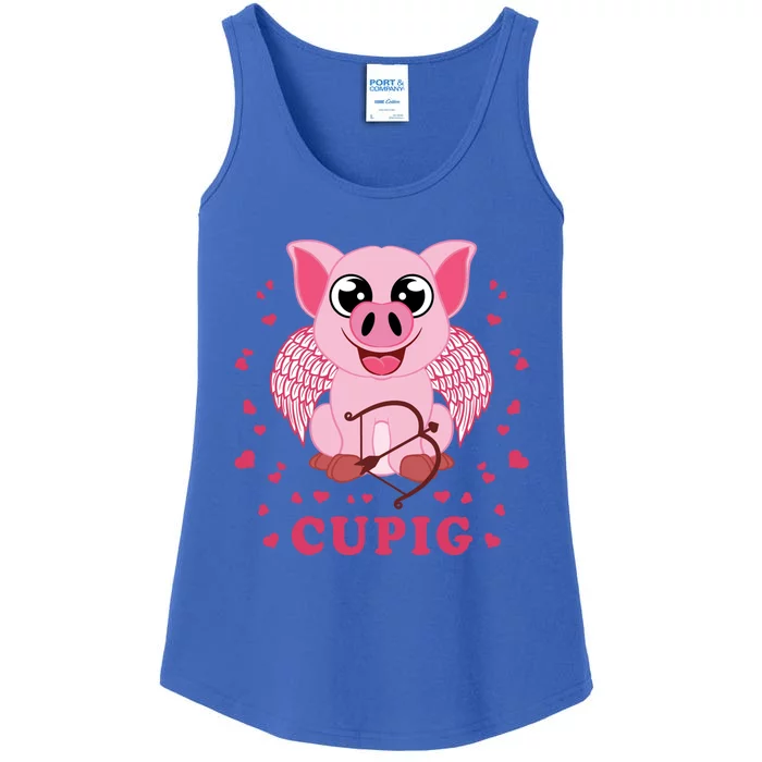 Valentine's Day Cupig Funny Gift Cute Pig Lover Cupid Pun Great Gift Ladies Essential Tank