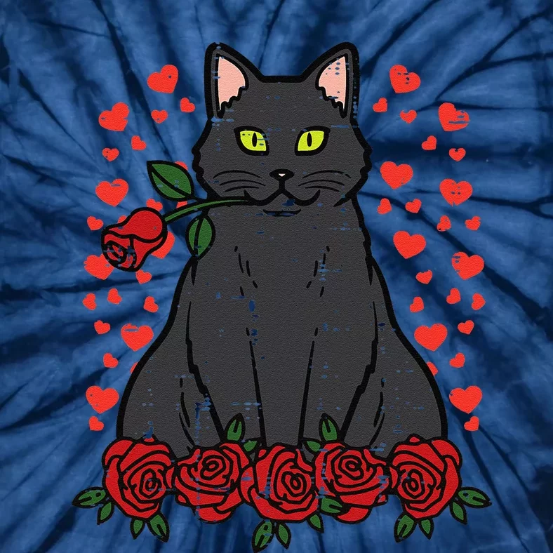 Valentines Day Cat Red Roses Cute Valentine Pet Funny Tie-Dye T-Shirt