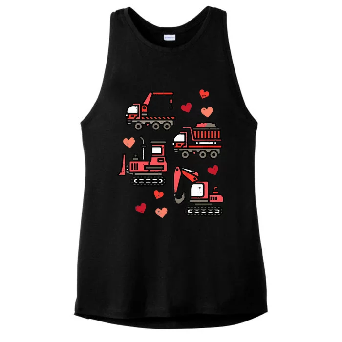 Valentines Day Construction Trucks Funny Ladies Tri-Blend Wicking Tank