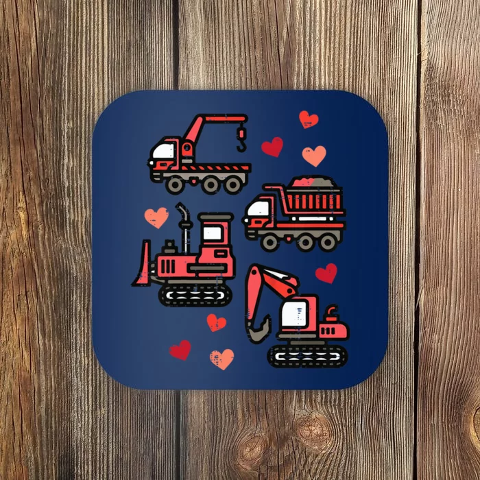 Valentines Day Construction Trucks Funny Coaster