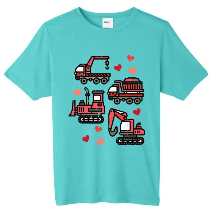 Valentines Day Construction Trucks Funny ChromaSoft Performance T-Shirt