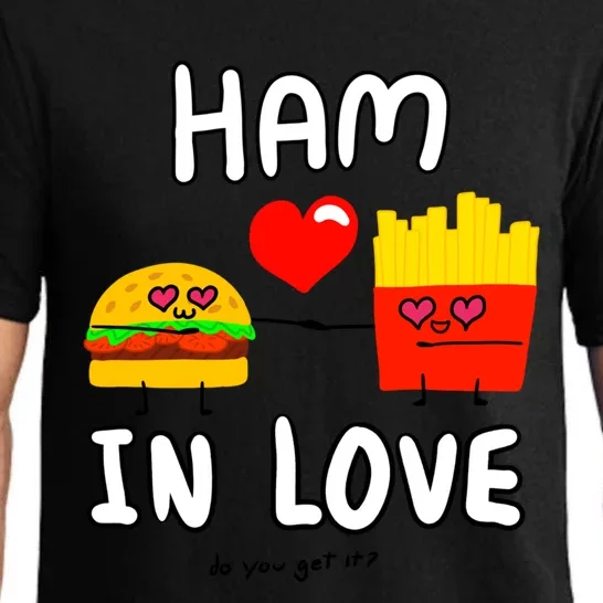 Valentine's Day Cute Rotic Hamburger Love Fries Couple Gift Pajama Set