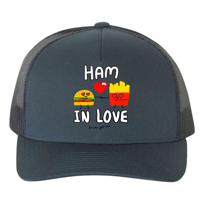 Valentine's Day Cute Rotic Hamburger Love Fries Couple Gift Yupoong Adult 5-Panel Trucker Hat