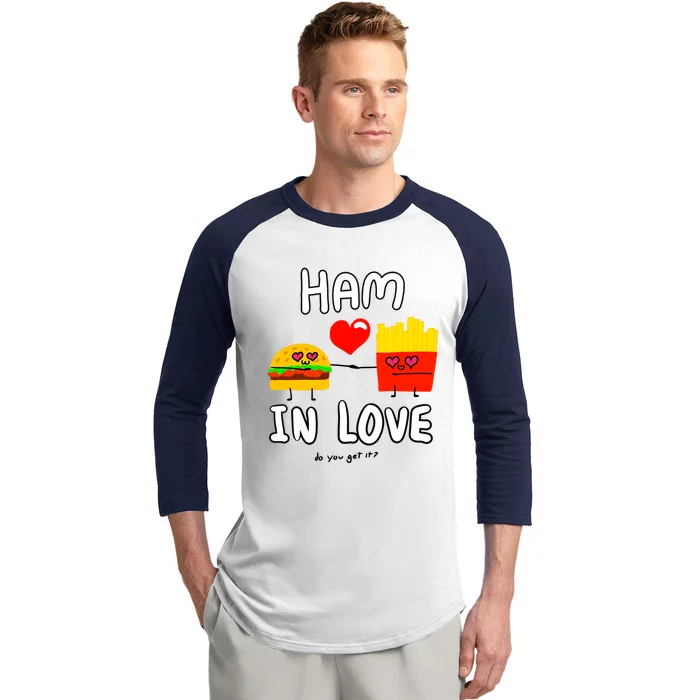 Valentine's Day Cute Rotic Hamburger Love Fries Couple Gift Baseball Sleeve Shirt