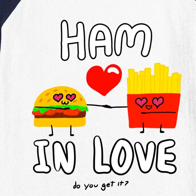 Valentine's Day Cute Rotic Hamburger Love Fries Couple Gift Baseball Sleeve Shirt