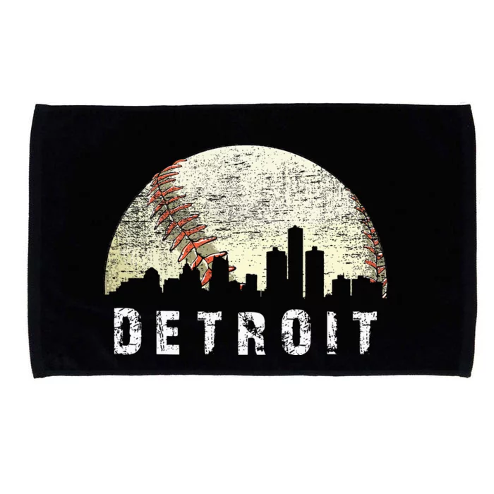 Vintage Detroit Cityscape Baseball Lover Women Microfiber Hand Towel