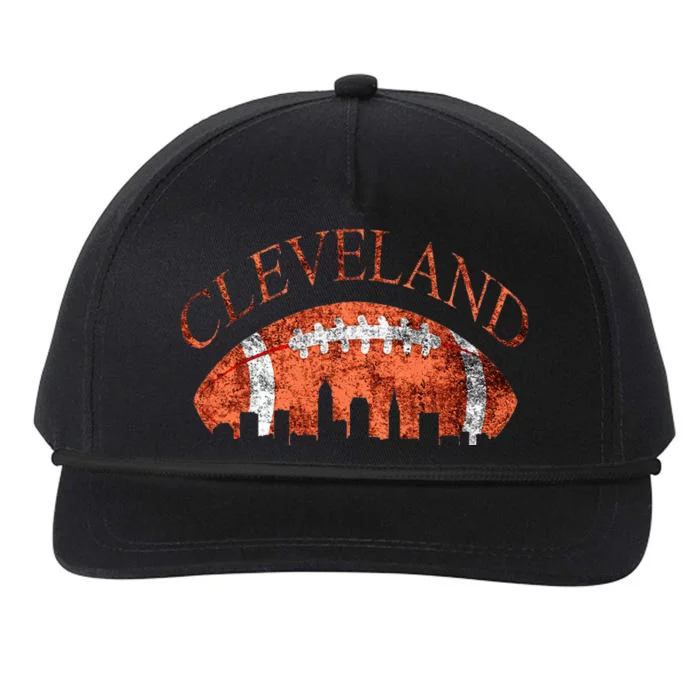 Vintage Downtown Cleveland Ohio Skyline Football Gift Snapback Five-Panel Rope Hat