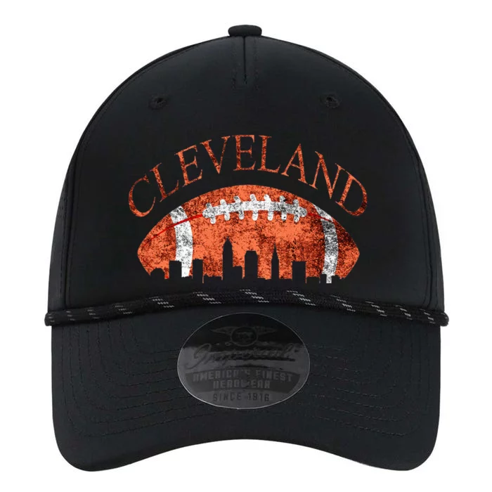 Vintage Downtown Cleveland Ohio Skyline Football Gift Performance The Dyno Cap