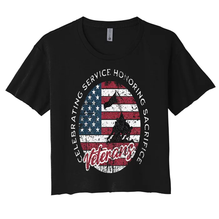 Veterans Day Celebrating Service Honoring Sacrifice Patriot Women's Crop Top Tee