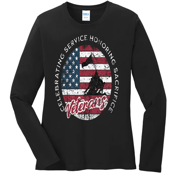 Veterans Day Celebrating Service Honoring Sacrifice Patriot Ladies Long Sleeve Shirt