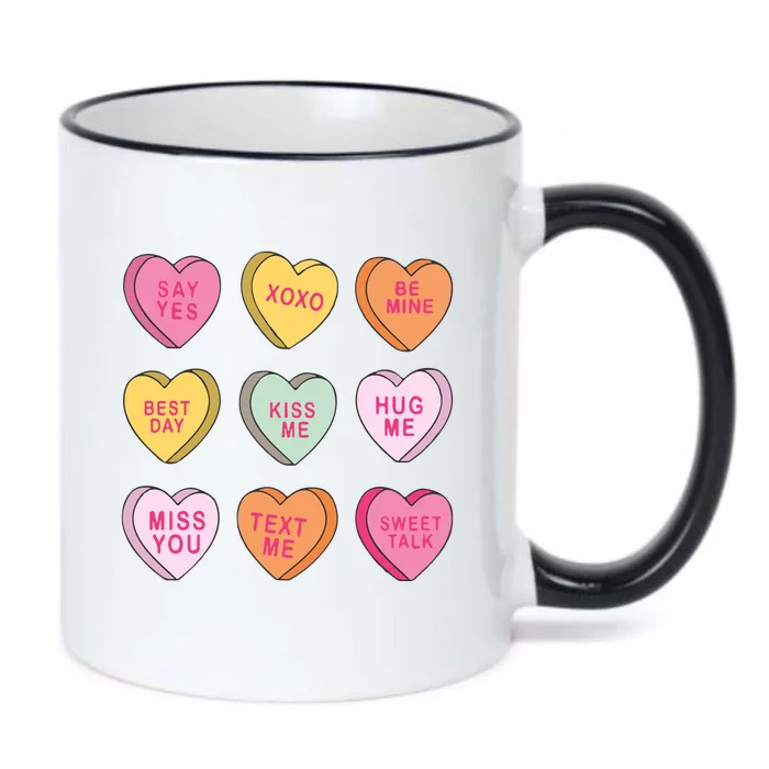 Valentines Day Conversation Hearts Black Color Changing Mug