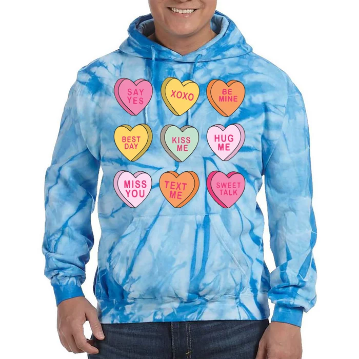 Valentines Day Conversation Hearts Tie Dye Hoodie