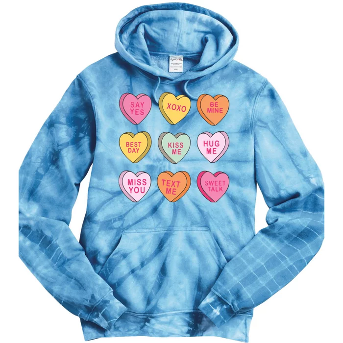 Valentines Day Conversation Hearts Tie Dye Hoodie