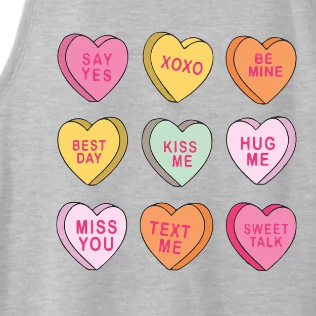 Valentines Day Conversation Hearts Ladies Tri-Blend Wicking Tank