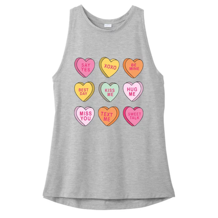 Valentines Day Conversation Hearts Ladies Tri-Blend Wicking Tank