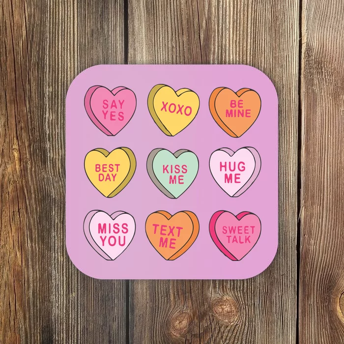 Valentines Day Conversation Hearts Coaster