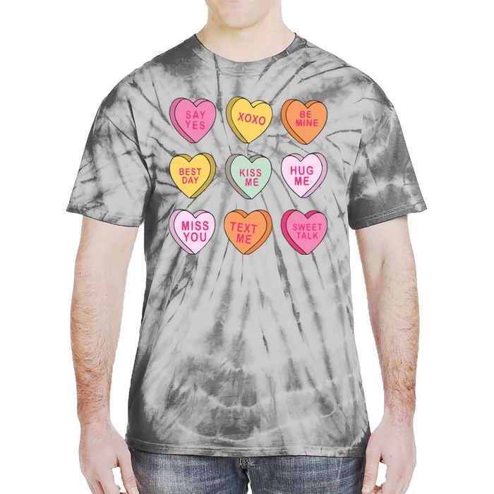 Valentines Day Conversation Hearts Tie-Dye T-Shirt