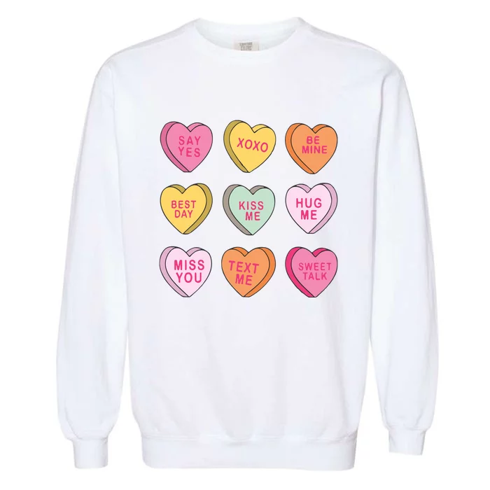 Valentines Day Conversation Hearts Garment-Dyed Sweatshirt