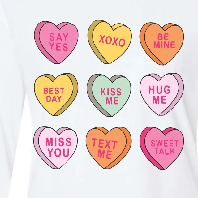 Valentines Day Conversation Hearts Womens Cotton Relaxed Long Sleeve T-Shirt