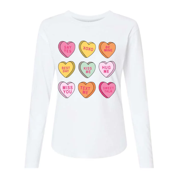 Valentines Day Conversation Hearts Womens Cotton Relaxed Long Sleeve T-Shirt