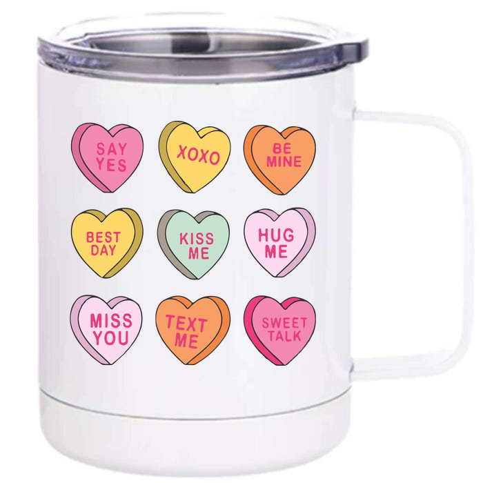 Valentines Day Conversation Hearts Front & Back 12oz Stainless Steel Tumbler Cup