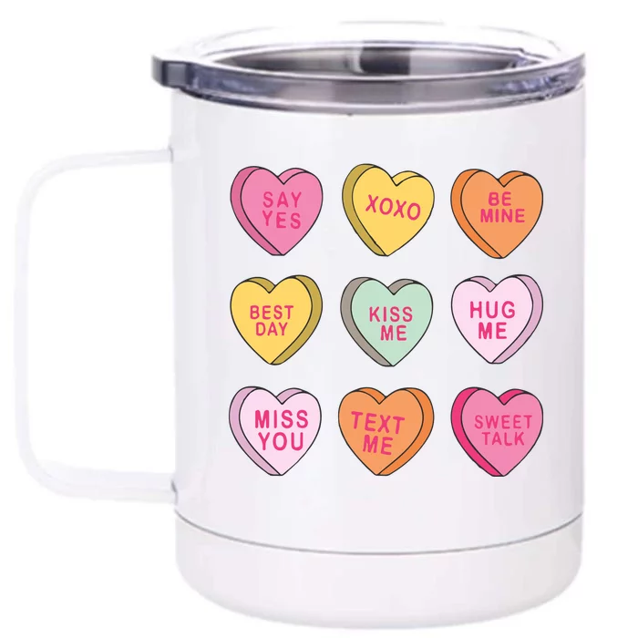 Valentines Day Conversation Hearts Front & Back 12oz Stainless Steel Tumbler Cup